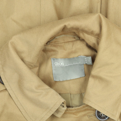 ASOS Women Beige Long Trench Coat Size 4 Belted Cotton Blend