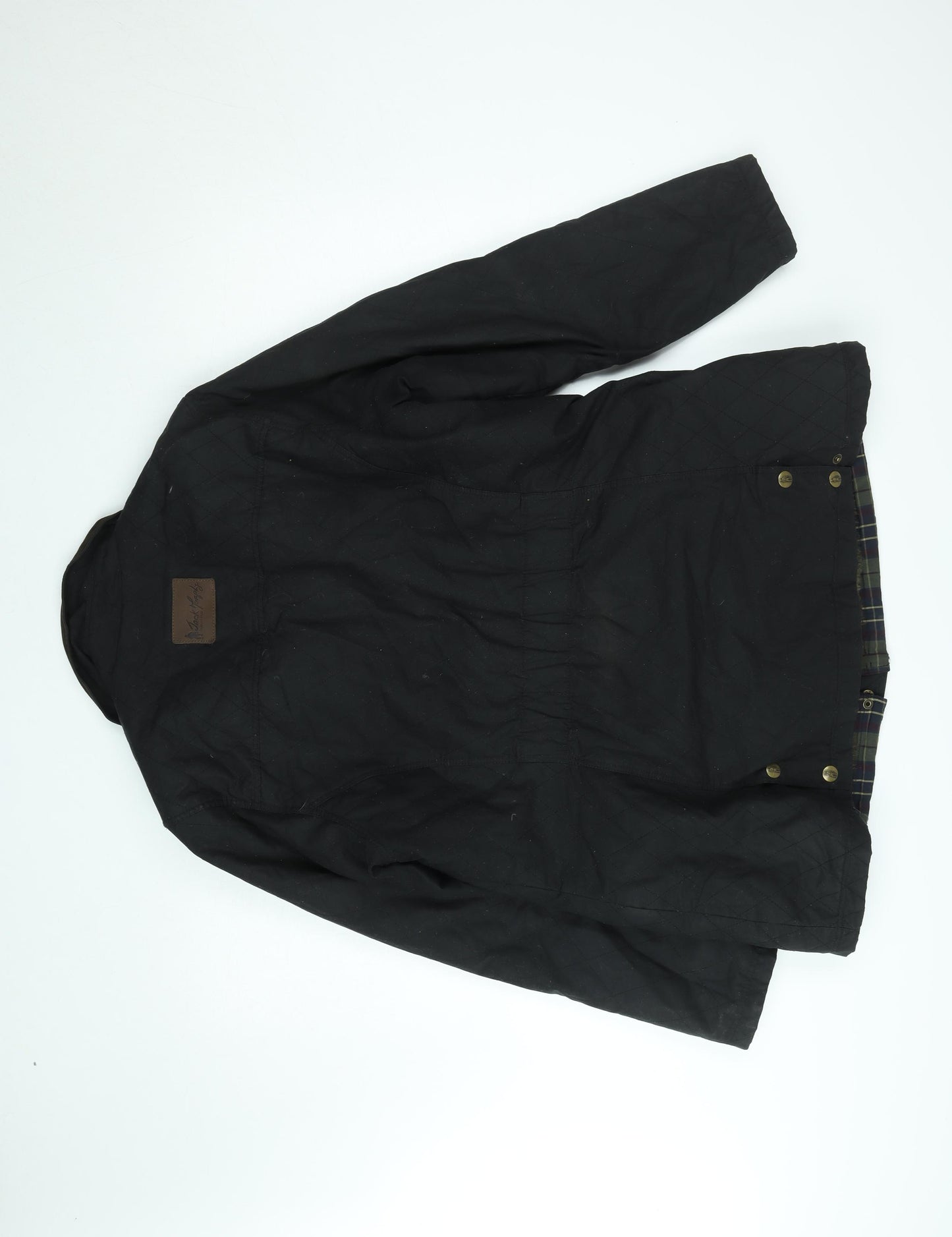 Jack Murphy Women Black Quilted Waxed Cotton Mid-Length Jacket Size 16