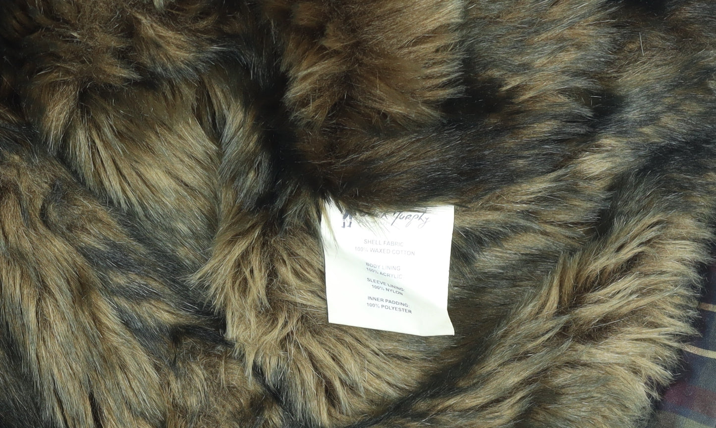 Jack Murphy Women Black Quilted Waxed Cotton Mid-Length Jacket Size 16