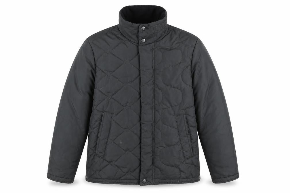 Front view of Phat Farm Men's Black Quilted Nylon Winter Jacket, size S