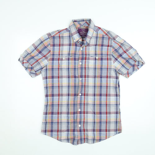 Dunnes Men’s Multicoloured Check Short Sleeve Slim Fit Shirt Size S