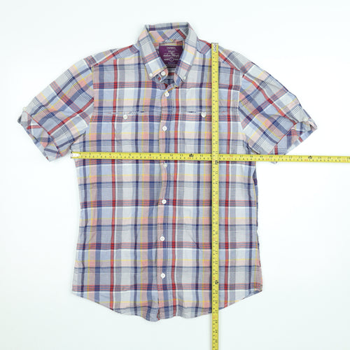 Dunnes Men’s Multicoloured Check Short Sleeve Slim Fit Shirt Size S