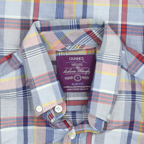 Dunnes Men’s Multicoloured Check Short Sleeve Slim Fit Shirt Size S