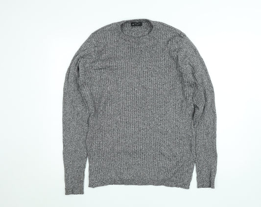 New Look Men Grey Chunky Knit Crew Neck Jumper Size 2XL