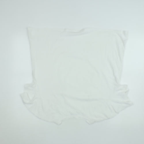 Zara Women White Embroidered Cotton Short Sleeve T-Shirt L