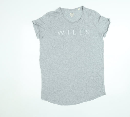 Jack Wills Womens Grey Basic Cotton T-Shirt Size 14