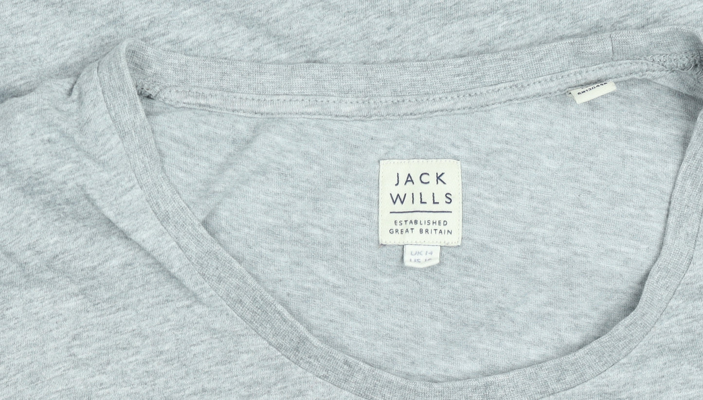 Jack Wills Womens Grey Basic Cotton T-Shirt Size 14