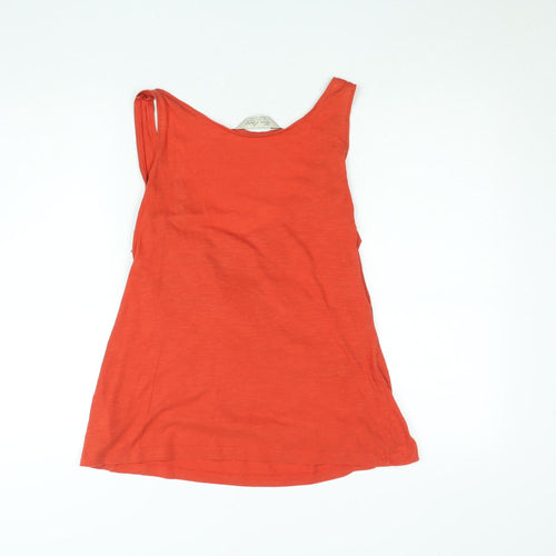 Zara Basic Women's Orange Cotton Beaded Ruffle Tank Top L