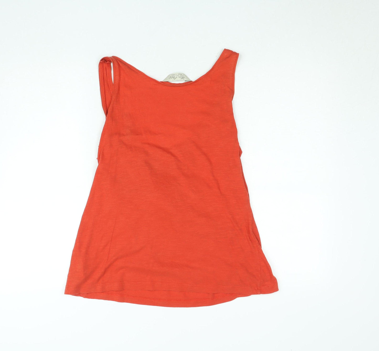 Zara Basic Women's Orange Cotton Beaded Ruffle Tank Top L
