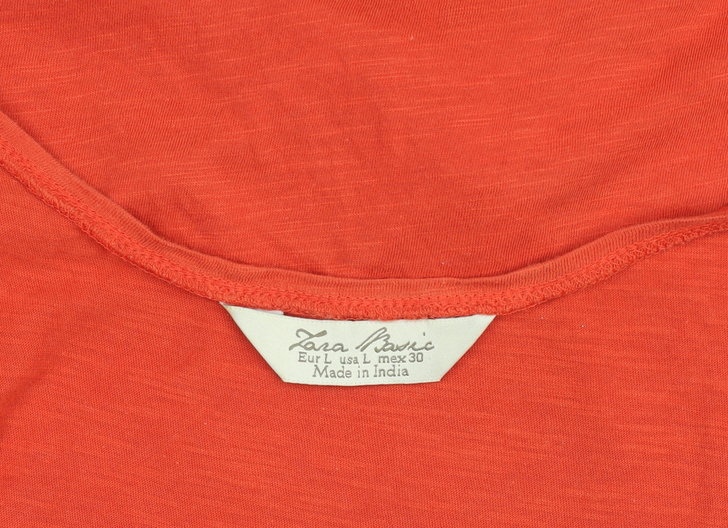 Zara Basic Women's Orange Cotton Beaded Ruffle Tank Top L