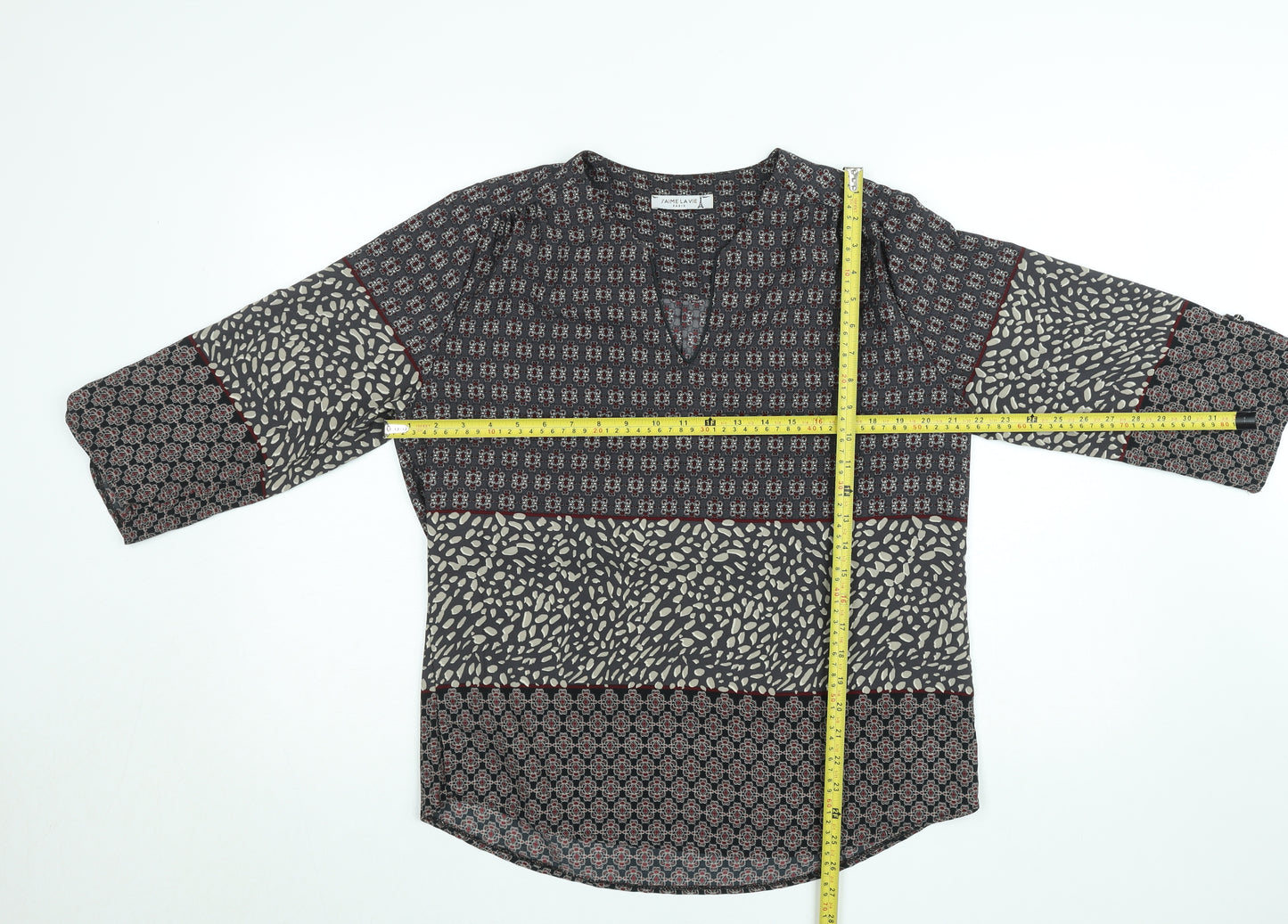 J’aime La Vie Women’s Multicoloured Tunic Blouse Size M Bohemian V-Neck