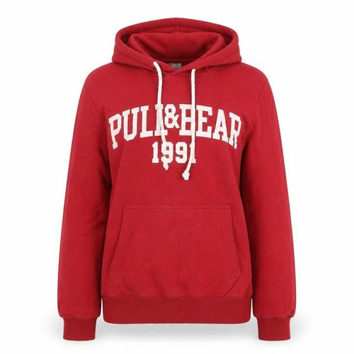 Pull&Bear Women's Red Hoodie Size Small Pullover Graphic 1991 Cotton Blend