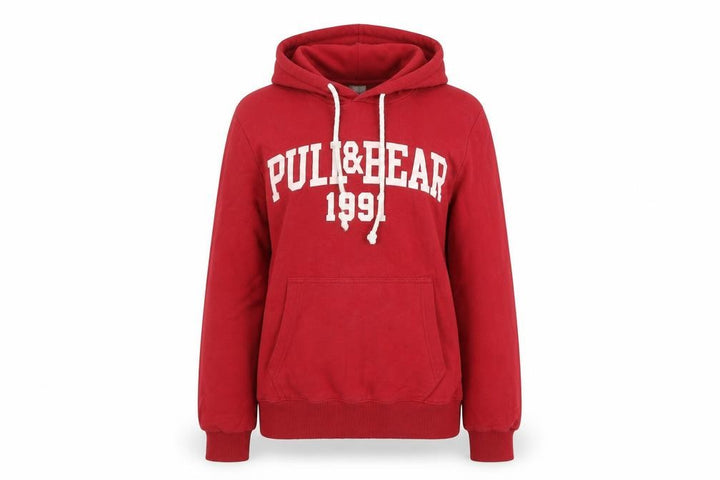 Pull&Bear Women's Red Hoodie Size Small Pullover Graphic 1991 Cotton Blend