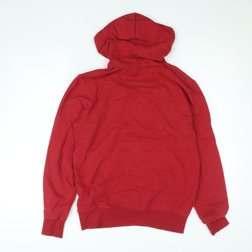 Pull & Bear Women's Red Hoodie Size Small Pullover Graphic 1991 Cotton Blend