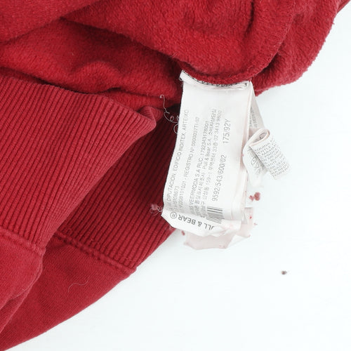 Pull & Bear Women's Red Hoodie Size Small Pullover Graphic 1991 Cotton Blend