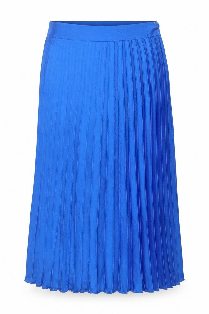 Zara Women Blue Pleated Midi Skirt XL Polyester Satin Zip