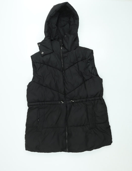 George Women's Black Puffer Hooded Waistcoat Size 12