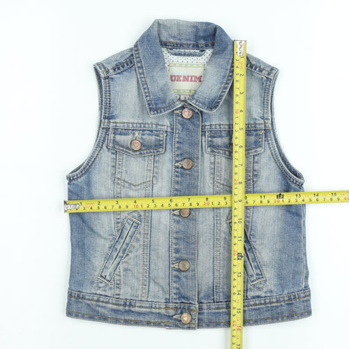Dunnes Stores Girls Blue Denim Button Waistcoat Age 7 Years