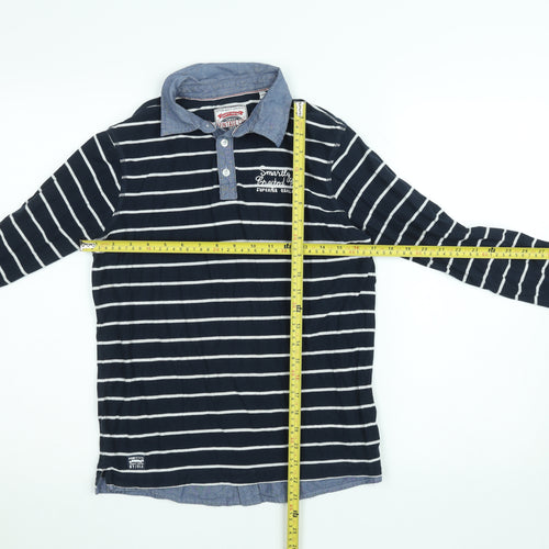 Here & There Vintage Co Navy Striped Long Sleeve Shirt Mens Size L