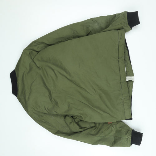 Bellfield Men's Green Bomber Jacket L Full Zip Casual Padded Coat