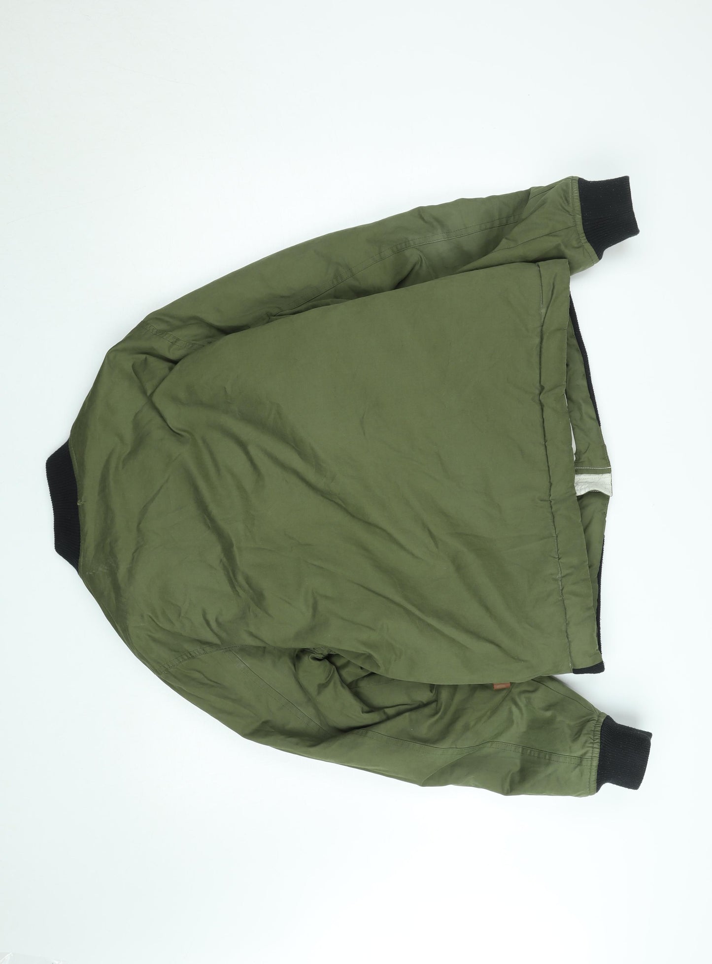 Bellfield Men's Green Bomber Jacket L Full Zip Casual Padded Coat