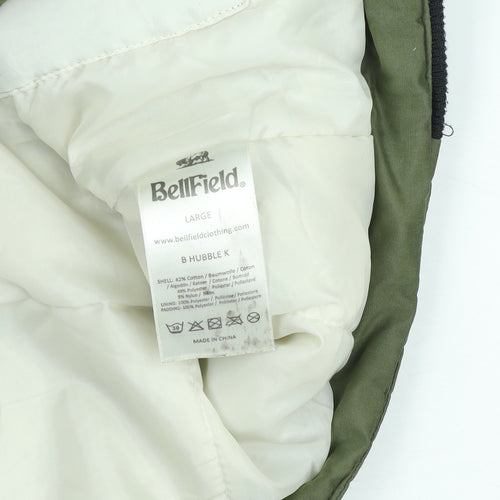 Bellfield Men's Green Bomber Jacket L Full Zip Casual Padded Coat