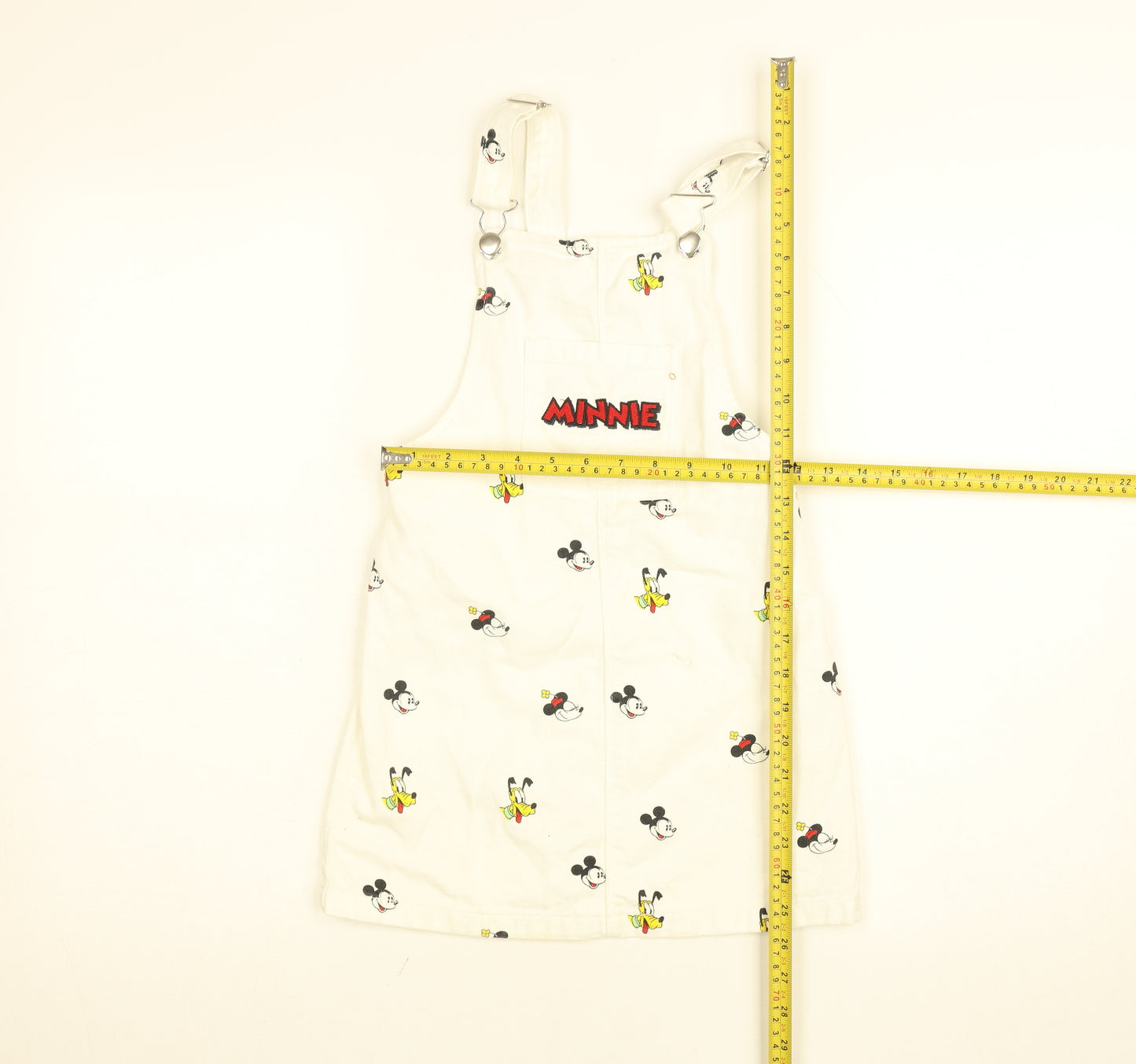 Disney Girls White Minnie Mouse Pinafore Dress 6 Years Cotton Adjustable