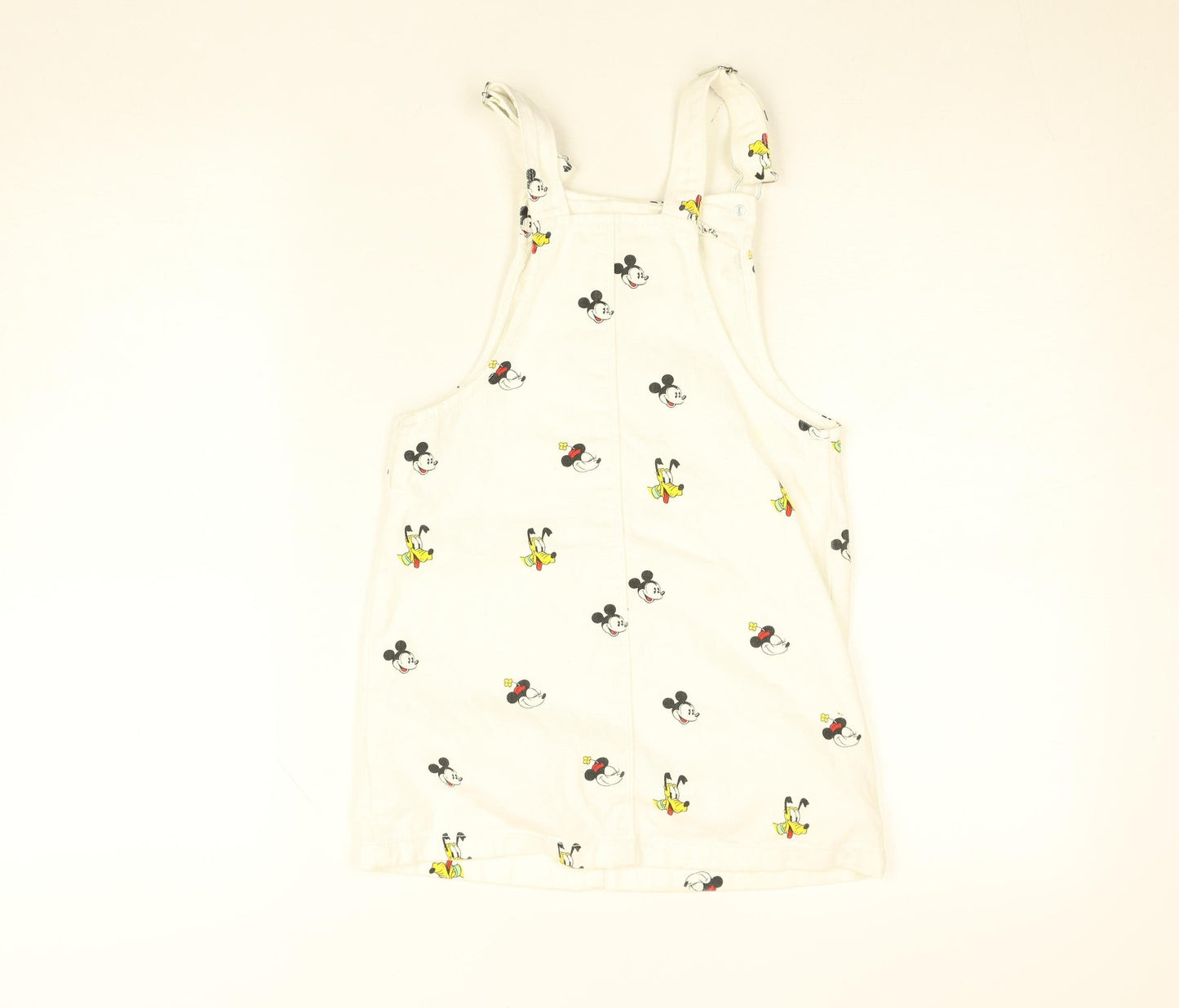 Disney Girls White Minnie Mouse Pinafore Dress 6 Years Cotton Adjustable