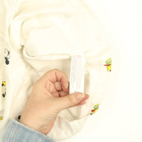 Disney Girls White Minnie Mouse Pinafore Dress 6 Years Cotton Adjustable