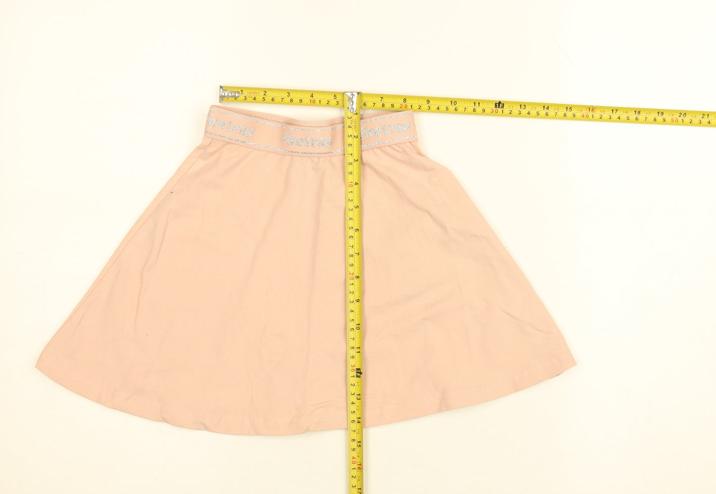 Firetrap Girls Pink A-Line Skirt 7-8 Years Elastic Waist Glitter Logo
