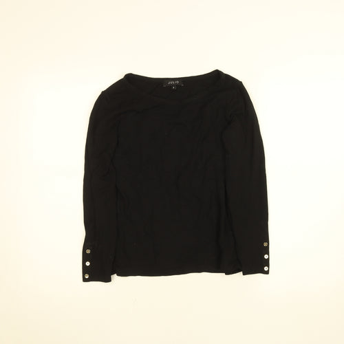 Julio Women Black Size 6 Boat Neck Long Sleeve Cotton Top