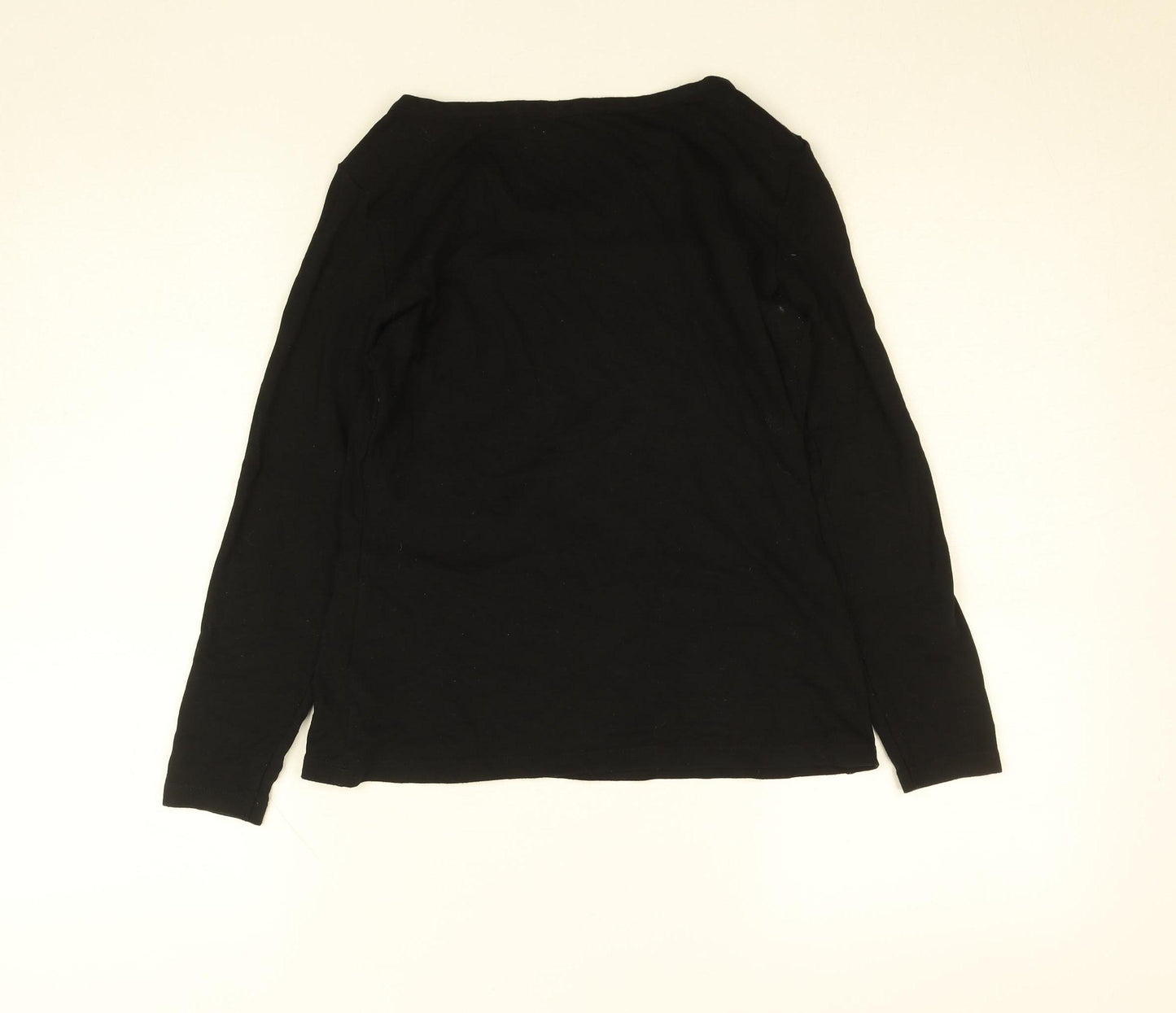 Julio Women Black Size 6 Boat Neck Long Sleeve Cotton Top
