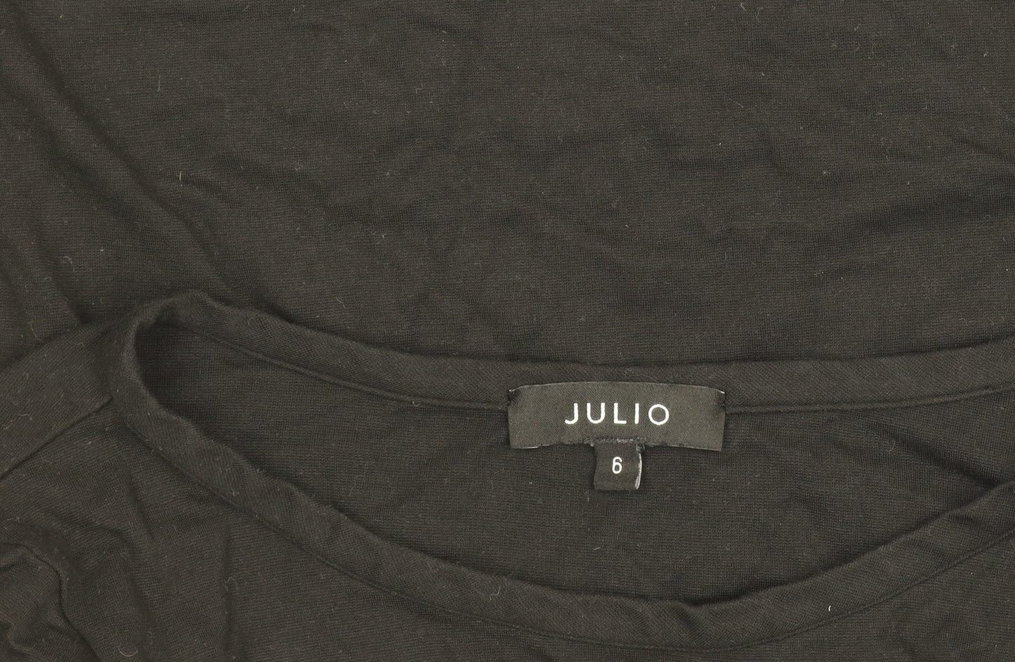 Julio Women Black Size 6 Boat Neck Long Sleeve Cotton Top