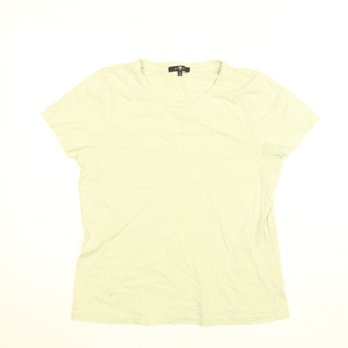 7 For All Mankind Women's Green Cotton Crew Neck Short Sleeve T-Shirt Size S