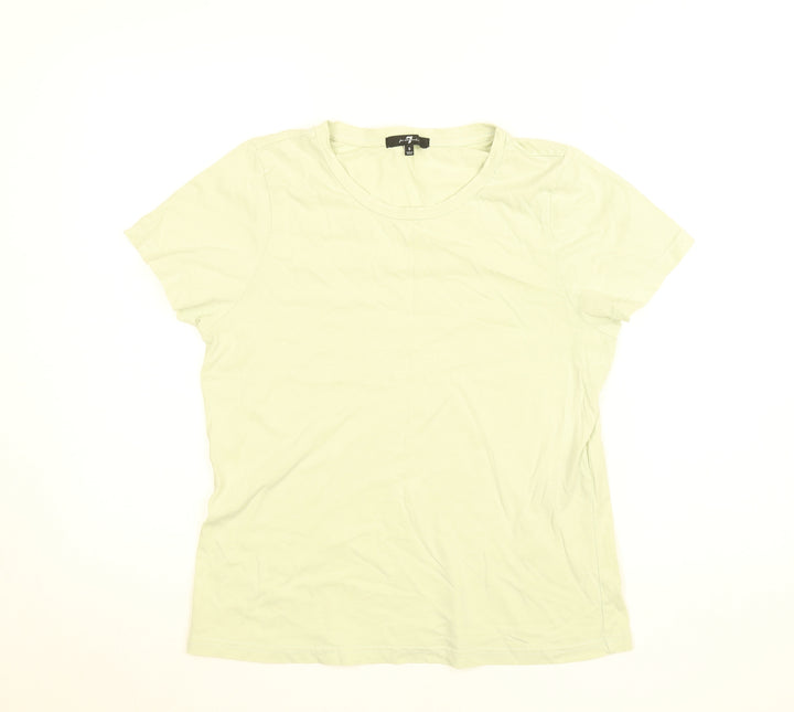 7 For All Mankind Women's Green Cotton Crew Neck Short Sleeve T-Shirt Size S