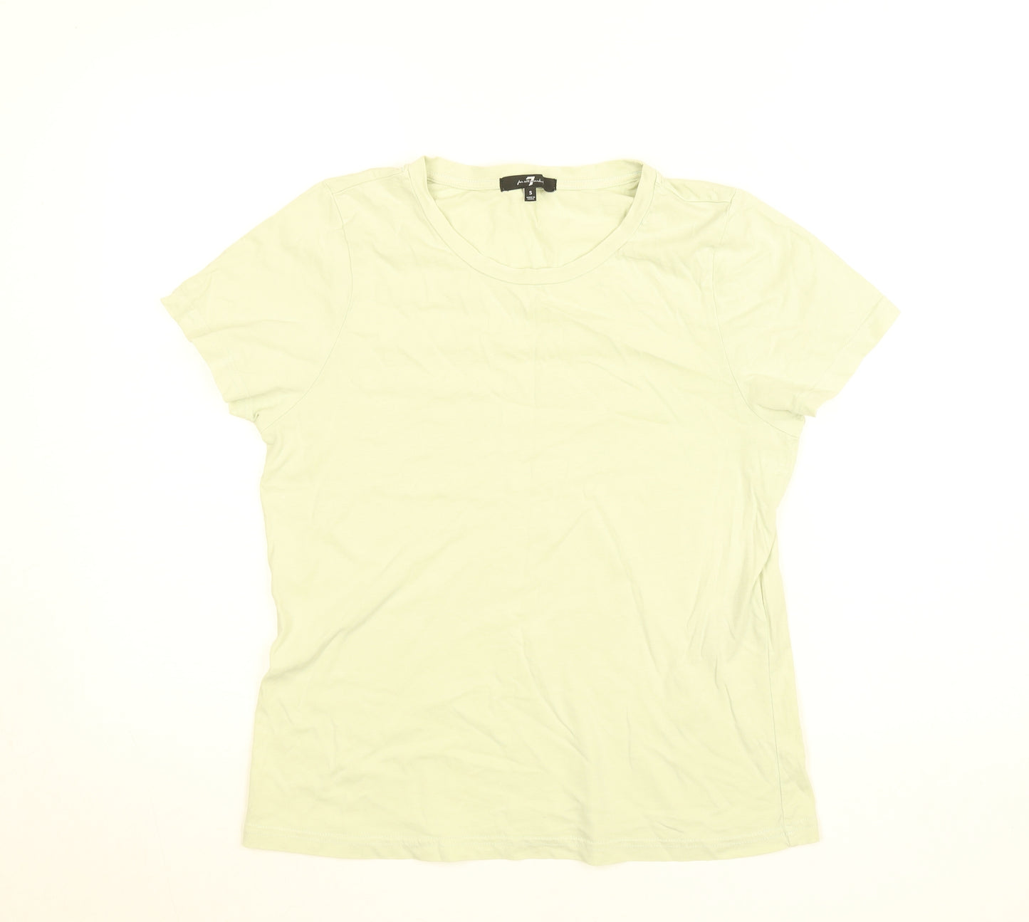 7 For All Mankind Women's Green Cotton Crew Neck Short Sleeve T-Shirt Size S