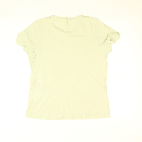 7 For All Mankind Women's Green Cotton Crew Neck Short Sleeve T-Shirt Size S