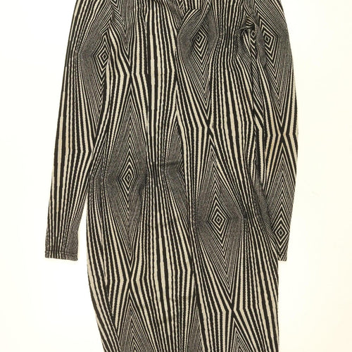 River Island Women’s Black Geometric Bodycon Knit Dress Size 8