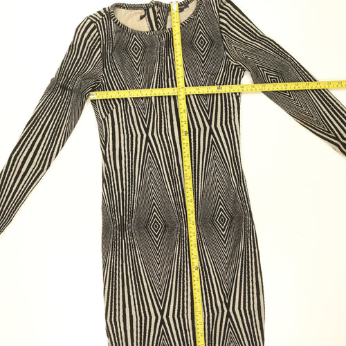River Island Women’s Black Geometric Bodycon Knit Dress Size 8