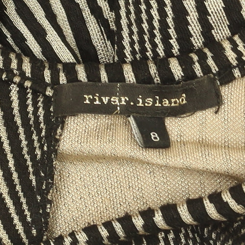 River Island Women’s Black Geometric Bodycon Knit Dress Size 8