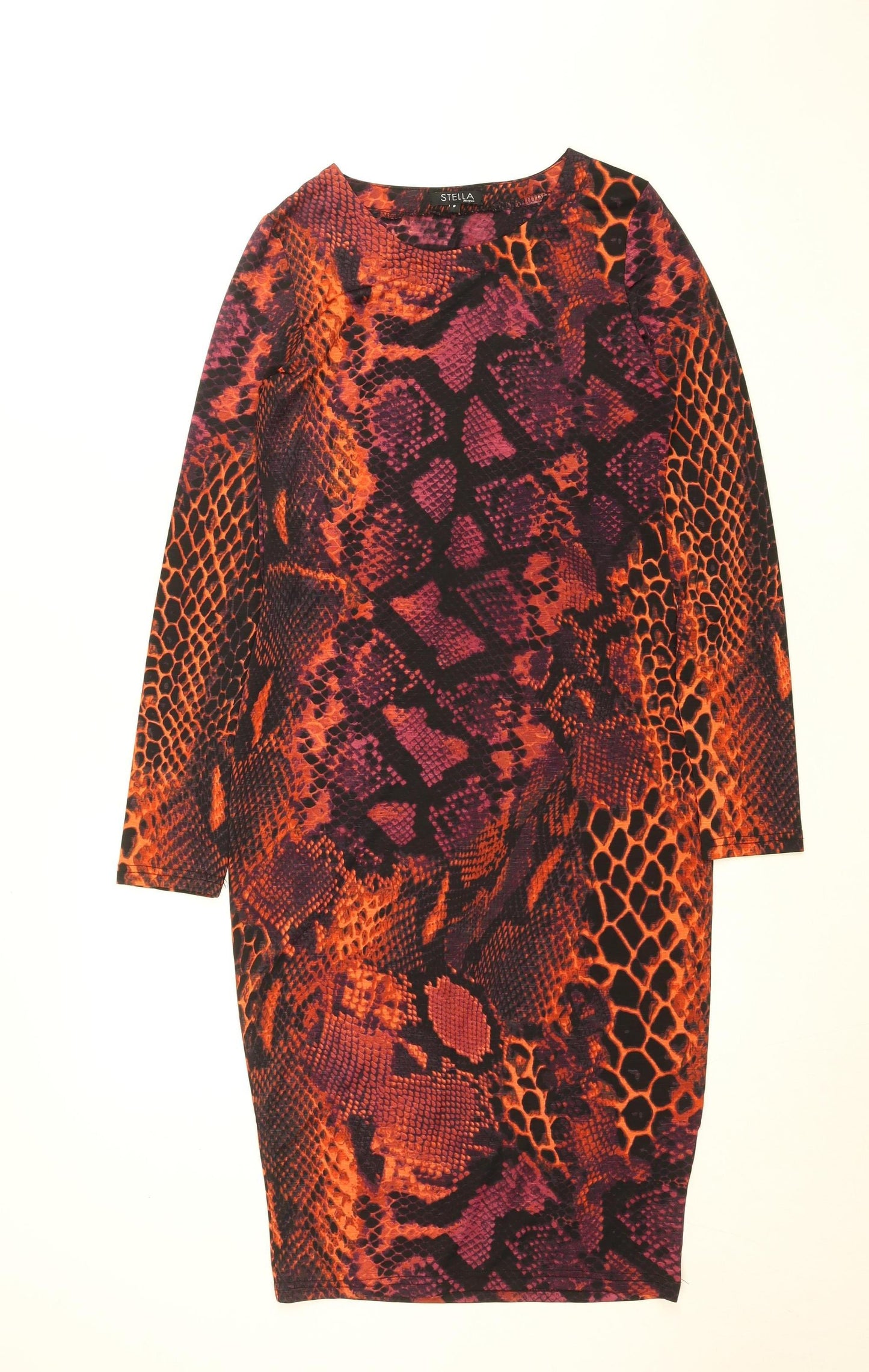 Stella Morgan Women's Orange Animal Print Bodycon Dress Size 8