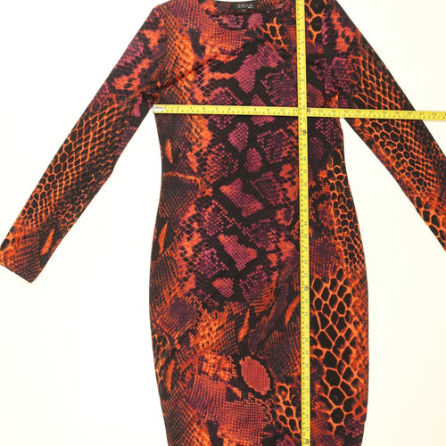 Stella Morgan Women's Orange Animal Print Bodycon Dress Size 8