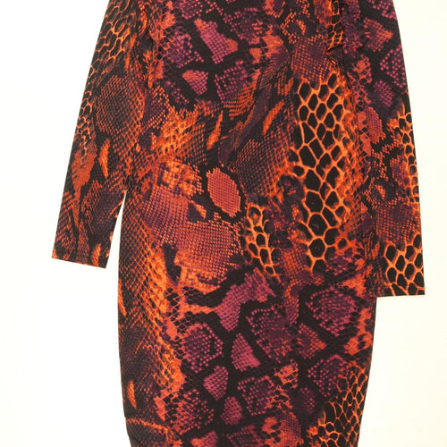 Stella Morgan Women's Orange Animal Print Bodycon Dress Size 8