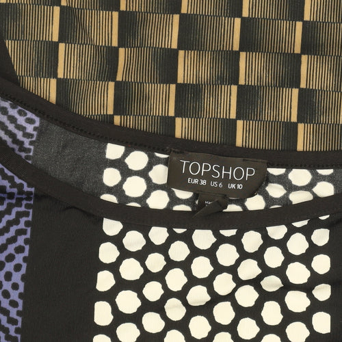 Topshop Women's Multicoloured Bodycon Jersey Dress UK 10 Long Sleeve