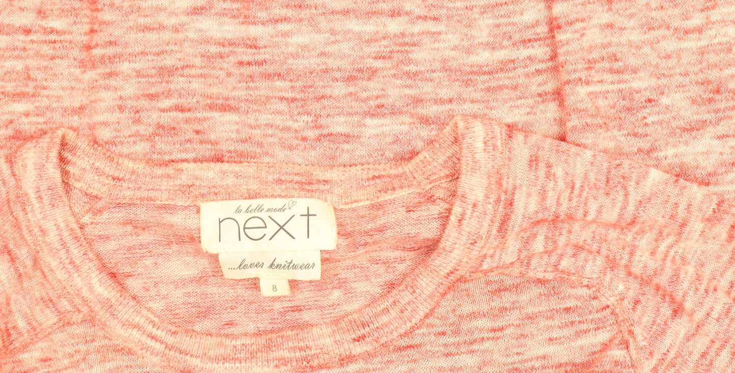 Next Womens Pink Knit Long Sleeve Crew Neck Jumper Size 8
