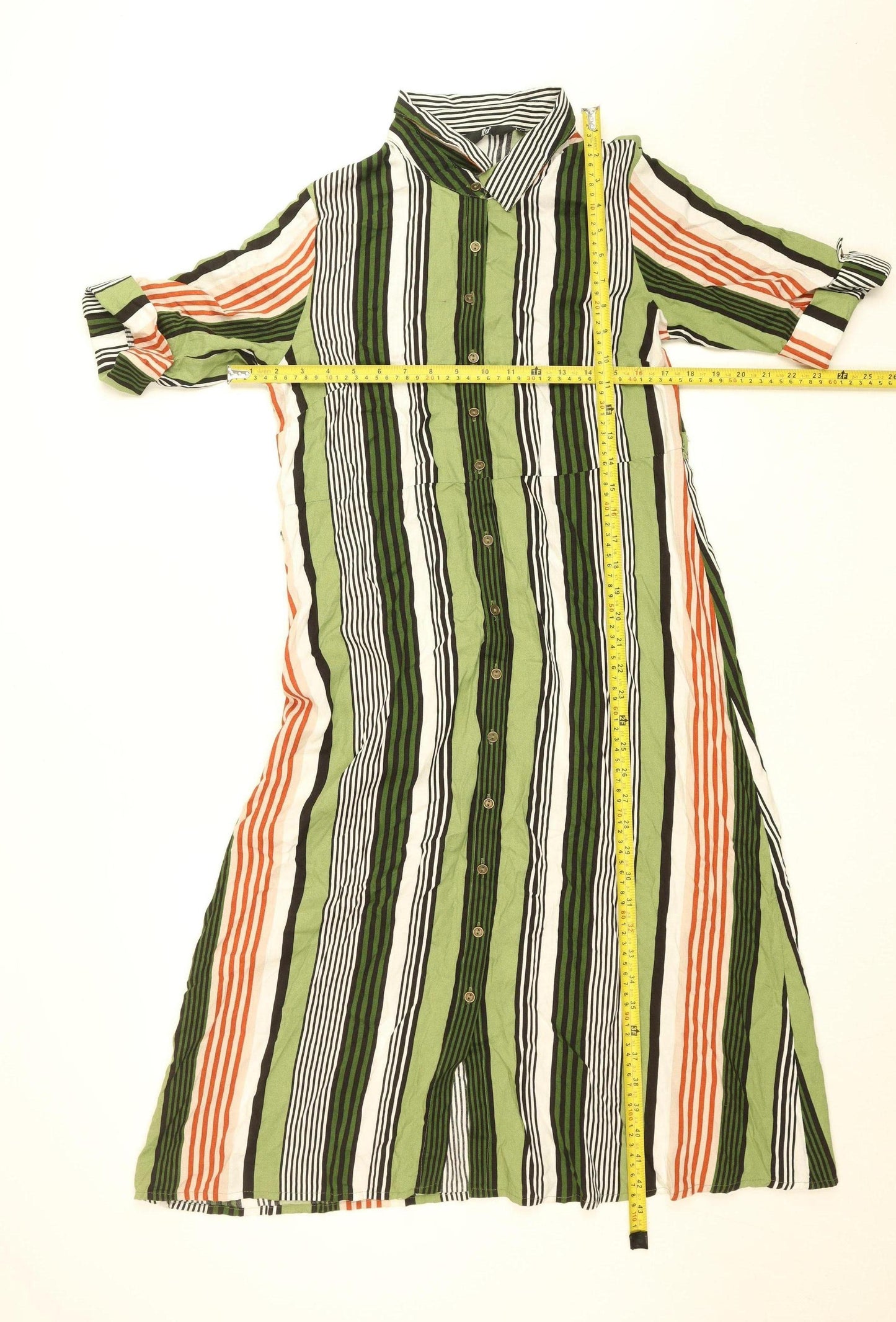 fig Women's Multicoloured Striped Shirt Dress M Midi Length