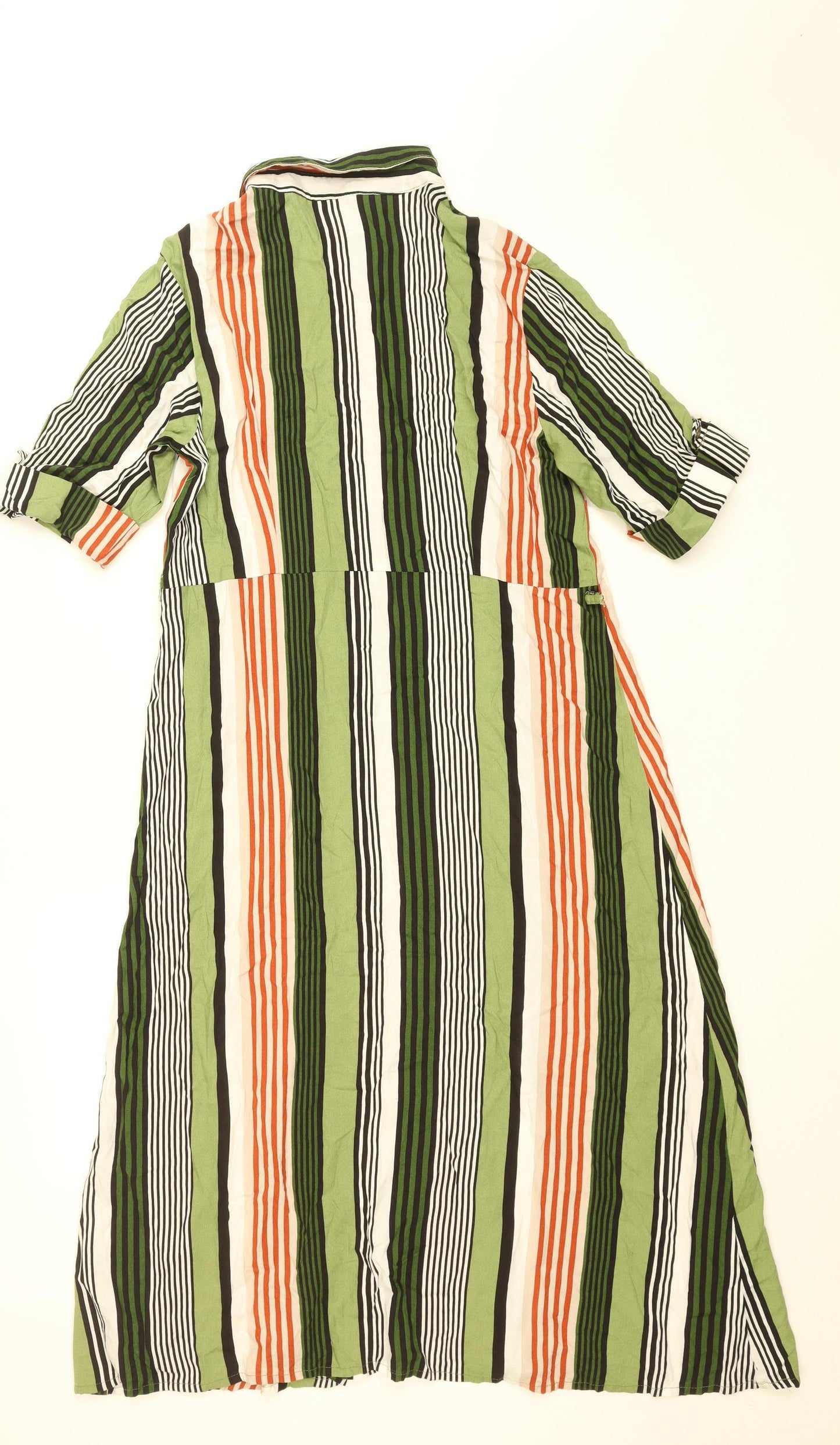 fig Women's Multicoloured Striped Shirt Dress M Midi Length