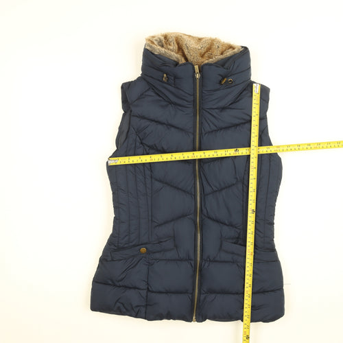 Nutmeg Women Blue Puffer Faux Fur Lined Waistcoat Size 8