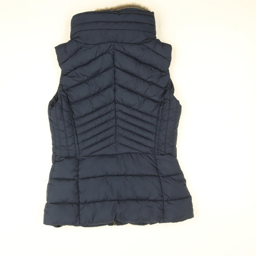 Nutmeg Women Blue Puffer Faux Fur Lined Waistcoat Size 8