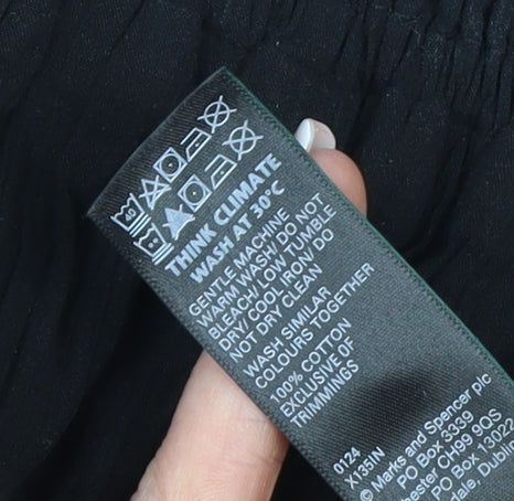 Marks and Spencer Women’s Black Cotton A-Line Midi Skirt Size 10